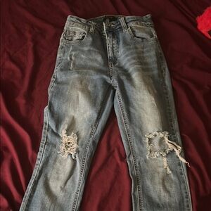 Distressed Blue Jeans